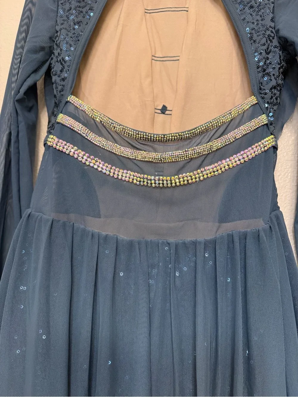 WEISSMAN Elite Dance maxi teal blue dress Levitating D13002 SA-Small adult